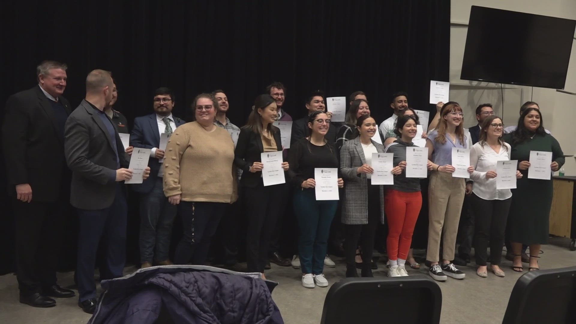 UTPB Students who were accepted into Pi Kappa Lamda, a music honor society, participated in an induction ceremony hosted by the university