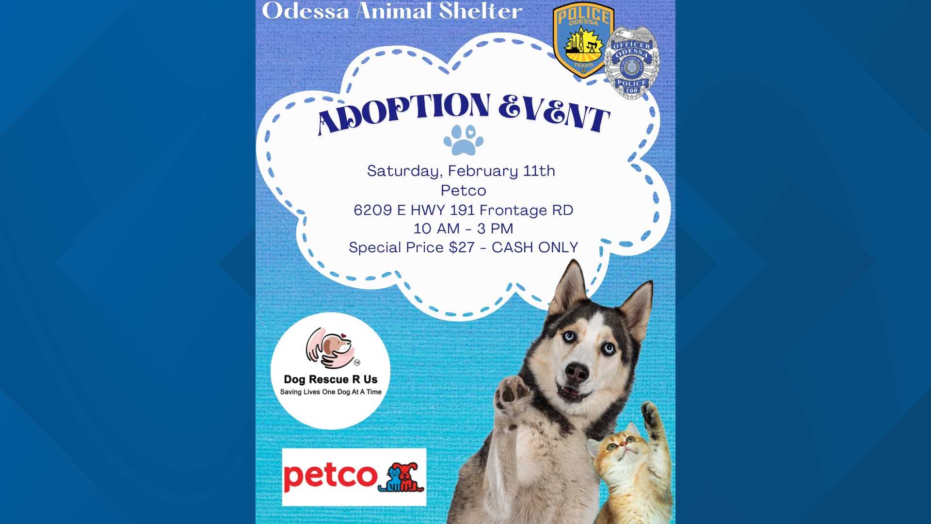 Odessa Animal Shelter to hold adoption event on February 11 