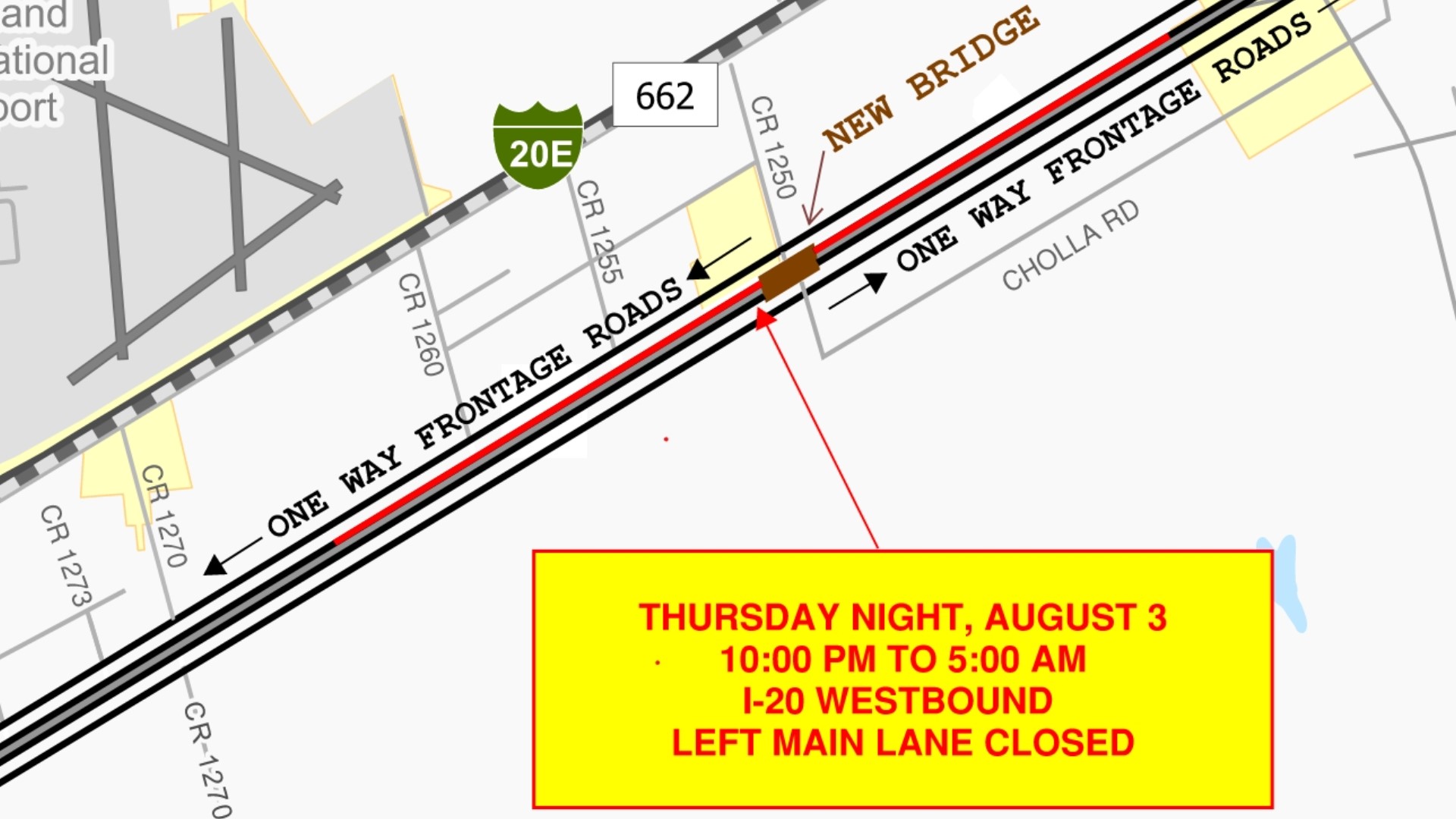 I-20 Westbound left lane between Loop 250 and CR 1250 to be closed on ...