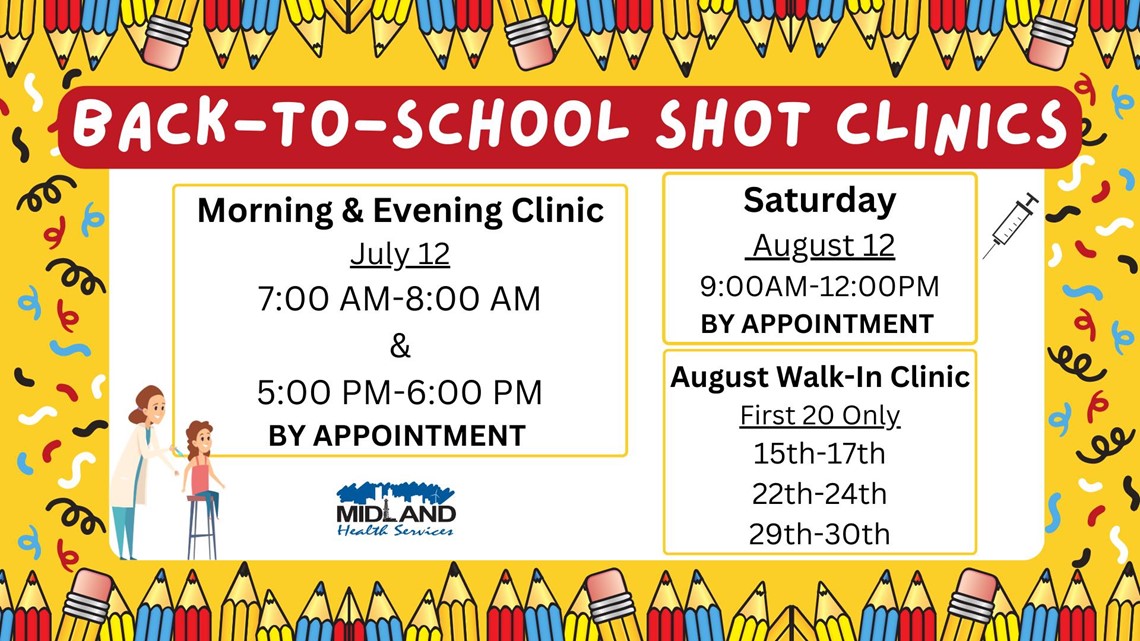 Midland Health Services to host multiple Back-to-School shot clinics ...
