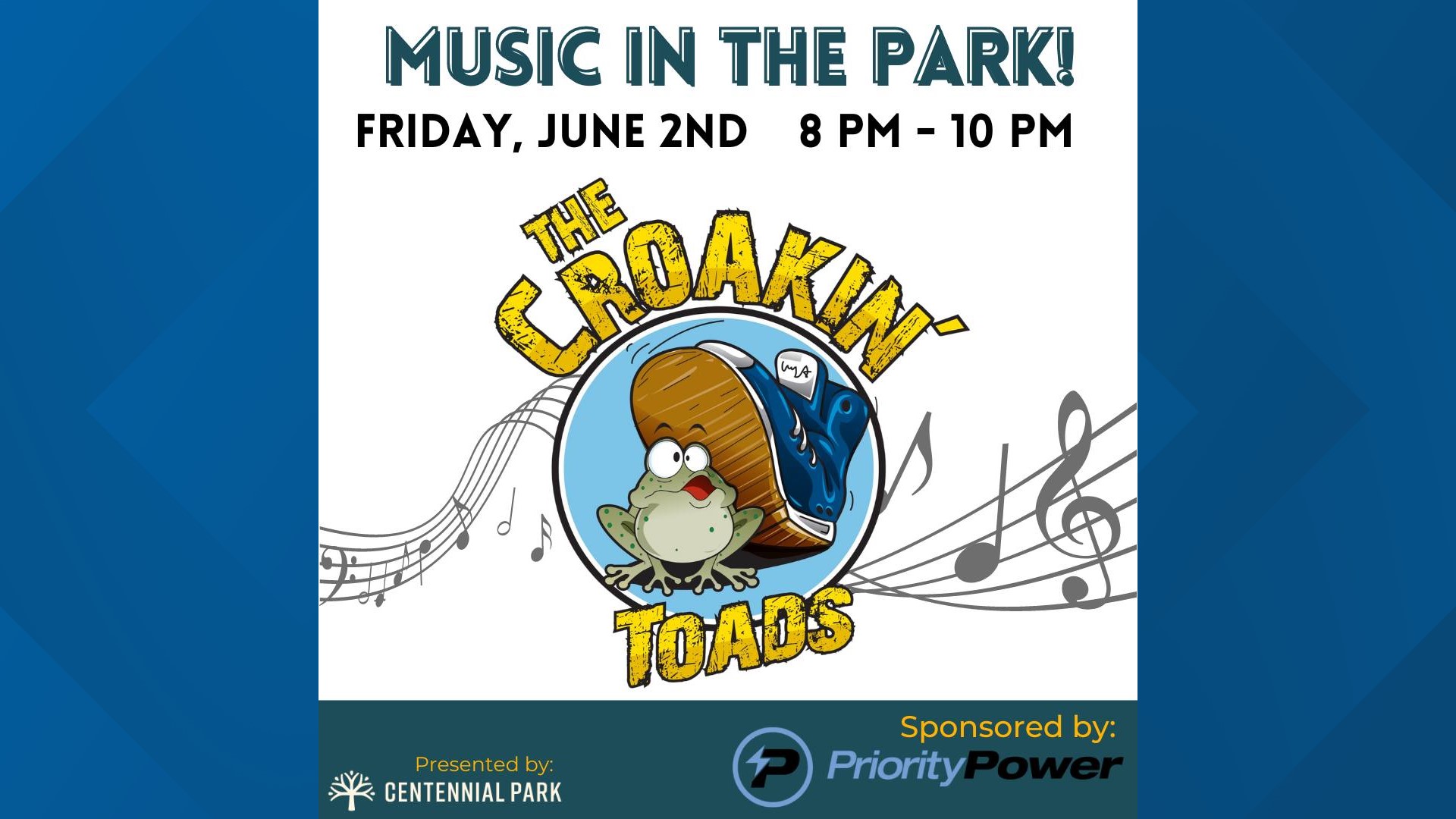 The Croakin' Toads will be performing covers from some of your favorite artists and bands from 8:00 p.m. to 10:00 p.m.