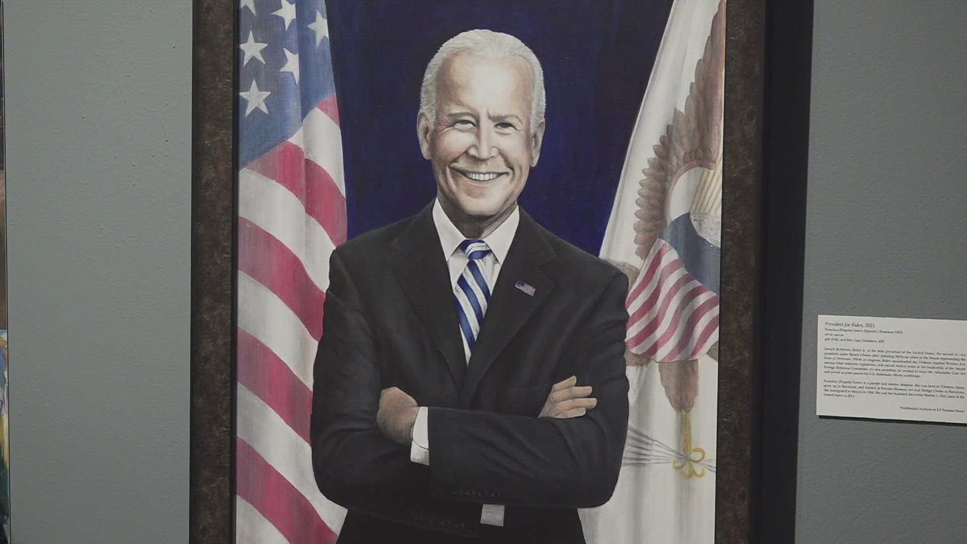Biden's portrait joins the ranks of several other presidents' pictures that are on display at the UTPB Presidential Archives.