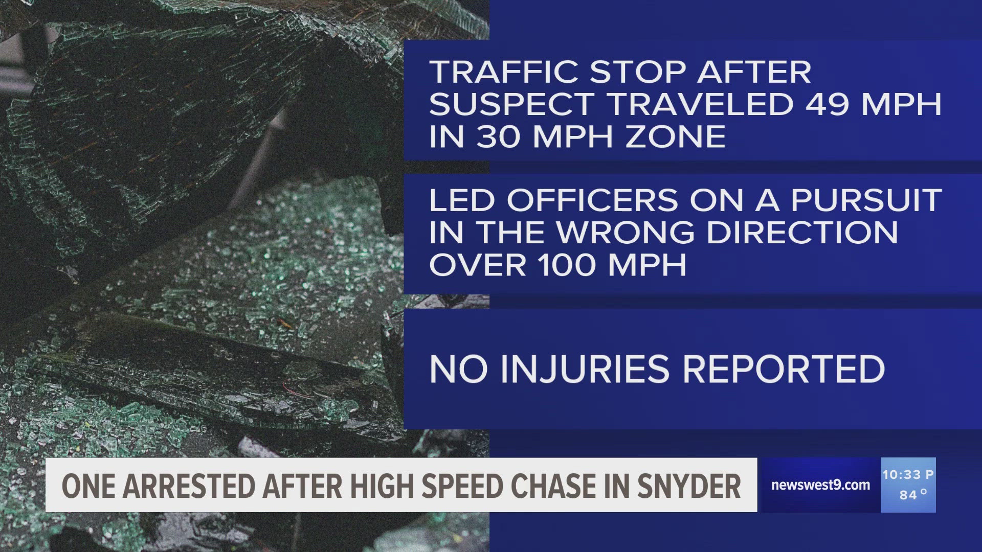 Police initially conducted a traffic stop on the driver for driving 49 mph in a 30 mph zone. Then, it escalated from there.