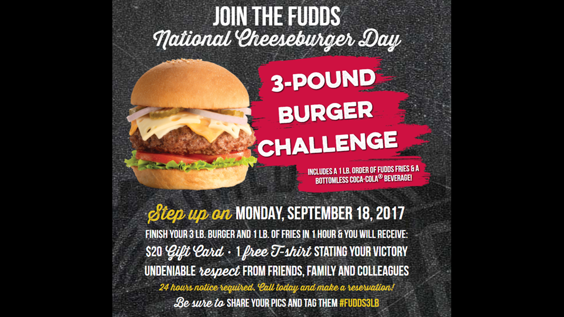 Fuddruckers celebrating National Cheeseburger Day with 3pound burger
