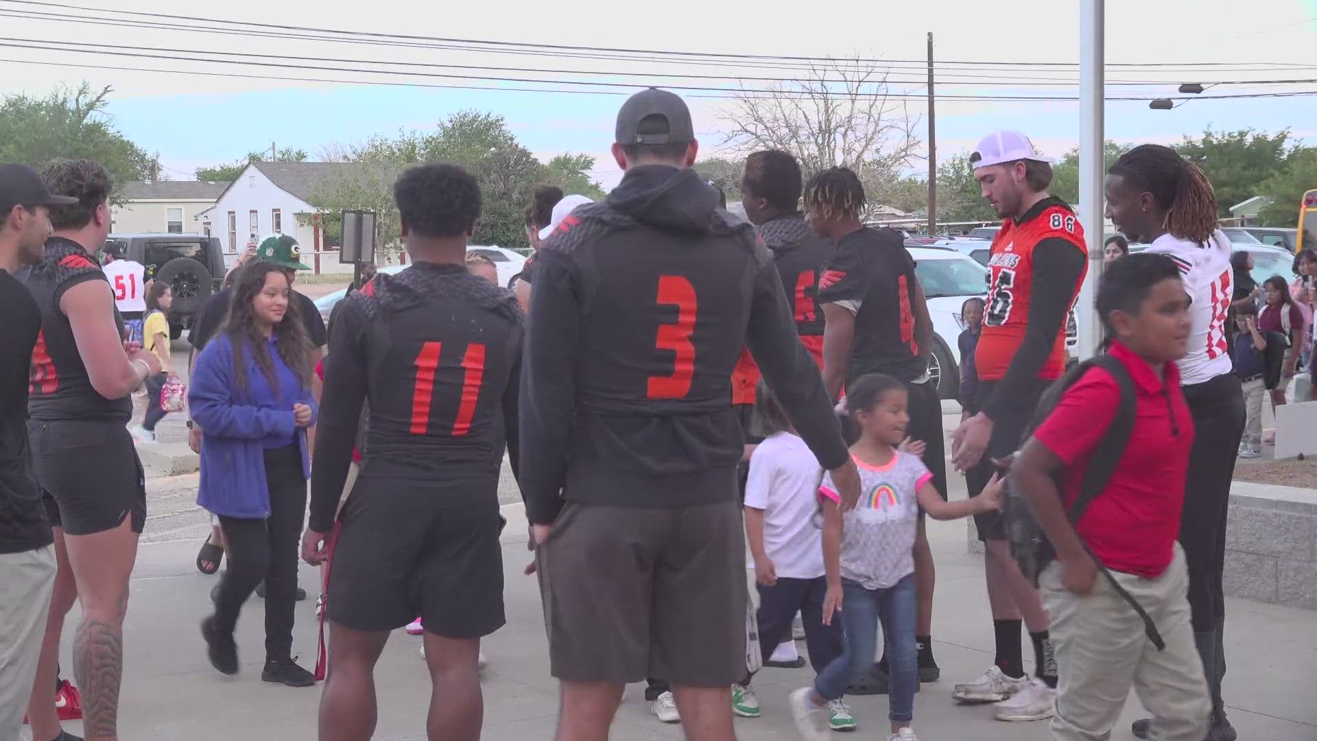 Some elementary students were even welcomed back by the UTPB football team and Odessa High cheer squad.