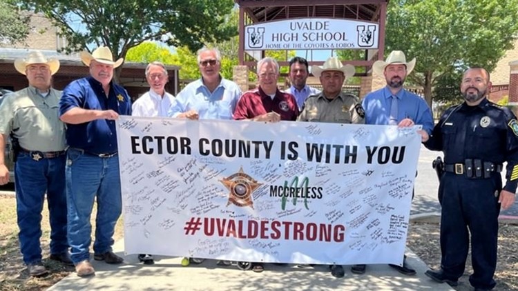 ECSO delivers monetary donation, support banner to Uvalde