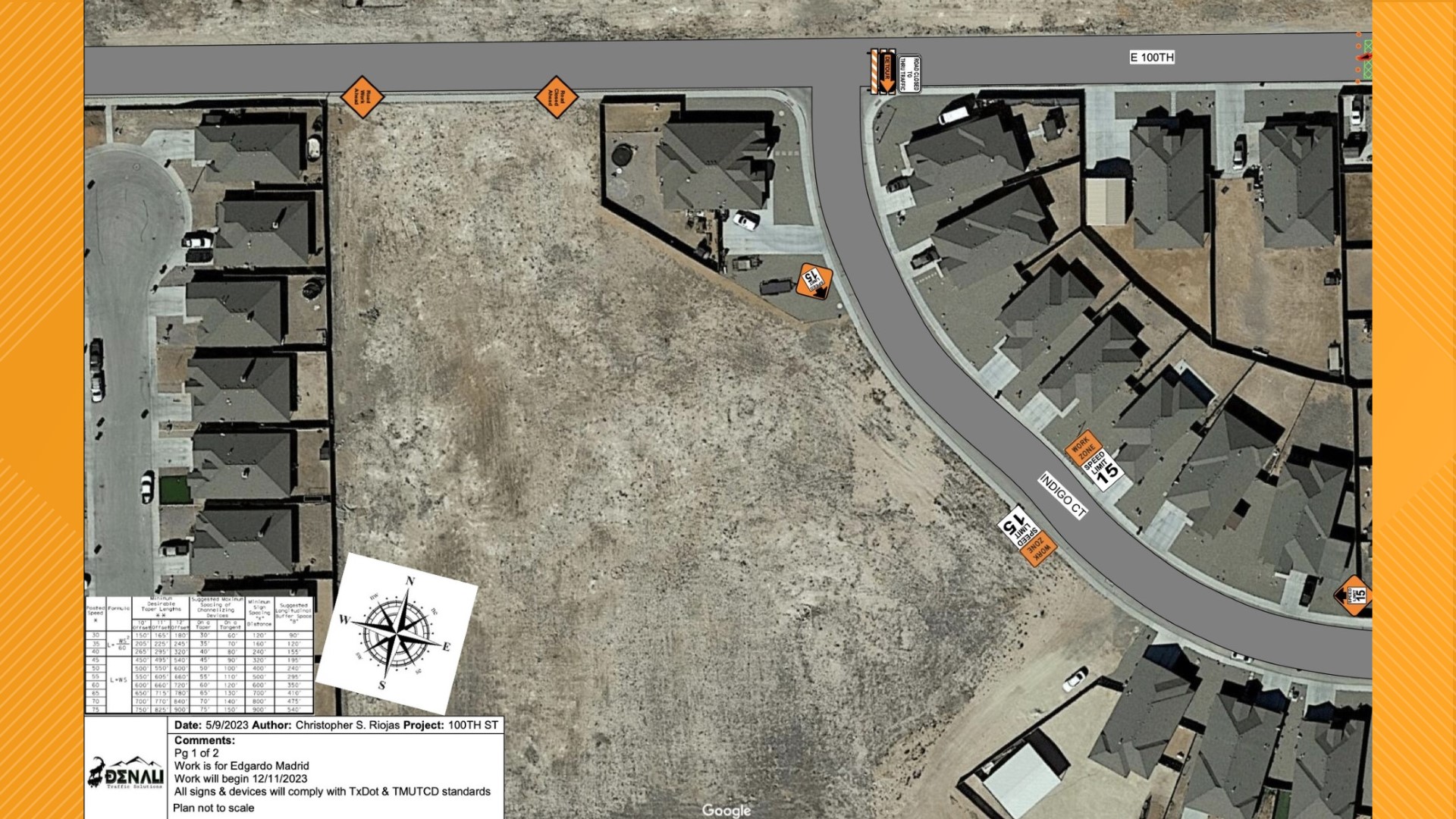 The closure will be on E. 100th Street between Indigo Center and Sagebrush Avenue. ​North Sagebrush residents will have access to their properties at all times.