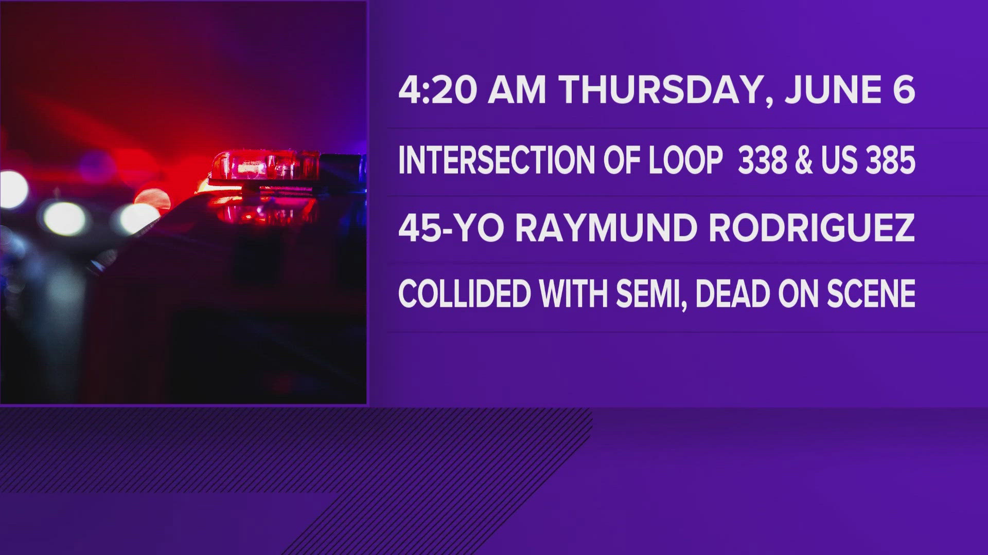 The crash happened around 4:20 a.m.  Friday.