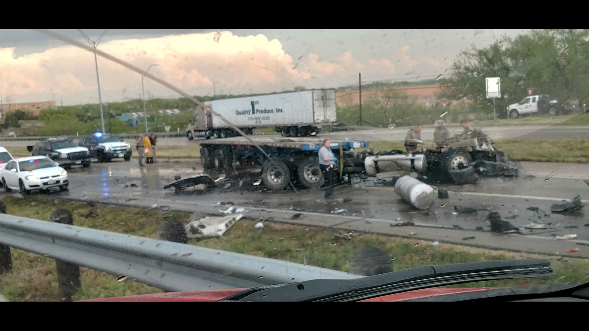 Police cleaning debris from Tuesday's deadly crash in Big Spring