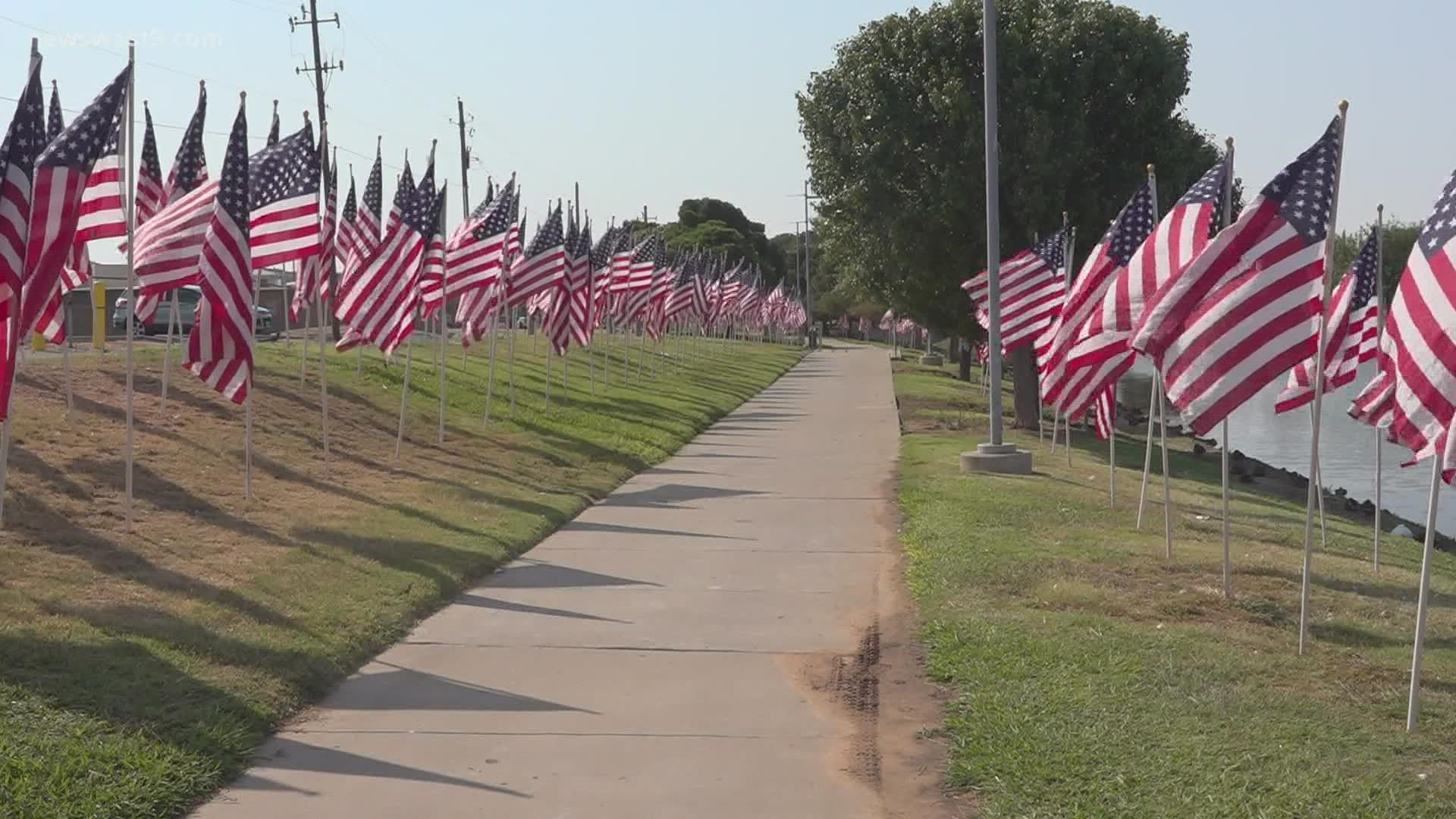 The flag display will stay up until Sept. 21.