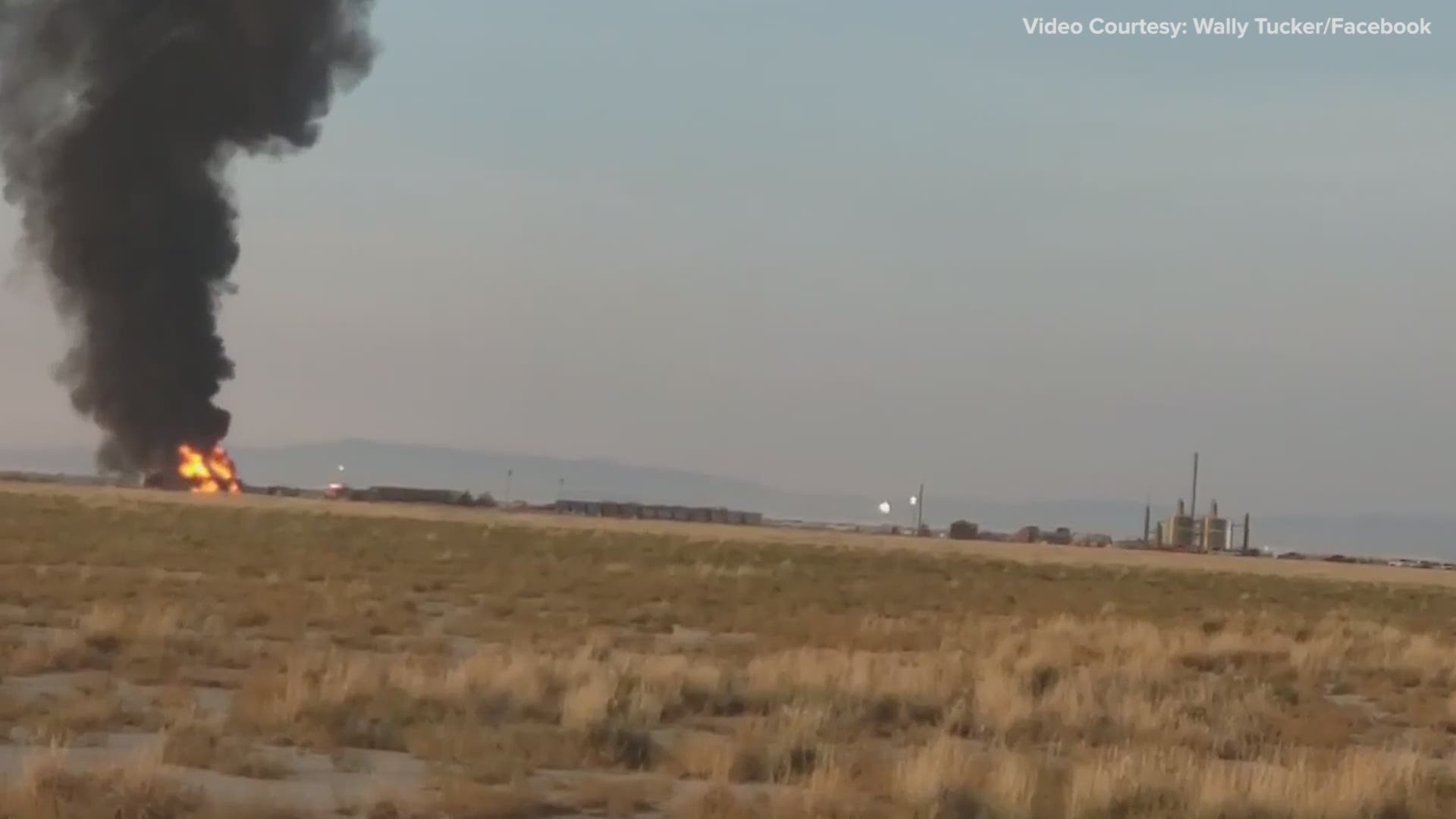 A video captured by viewer Wally Tucker shows a large fire burning west of Pecos.