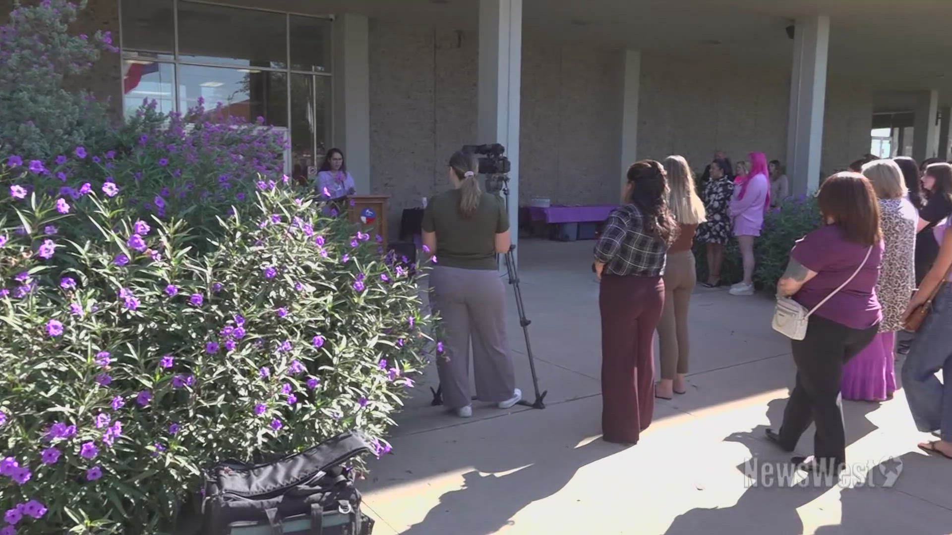 Safe Place of the Permian Basin and Crisis Center of West Texas held the event. Several officials, including a domestic violence survivor, spoke at the event.