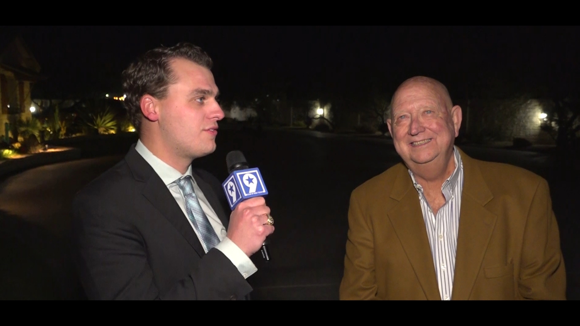 Tyler Dupnick speaks with Steven Thompson after election results for Odessa City Council District 2.