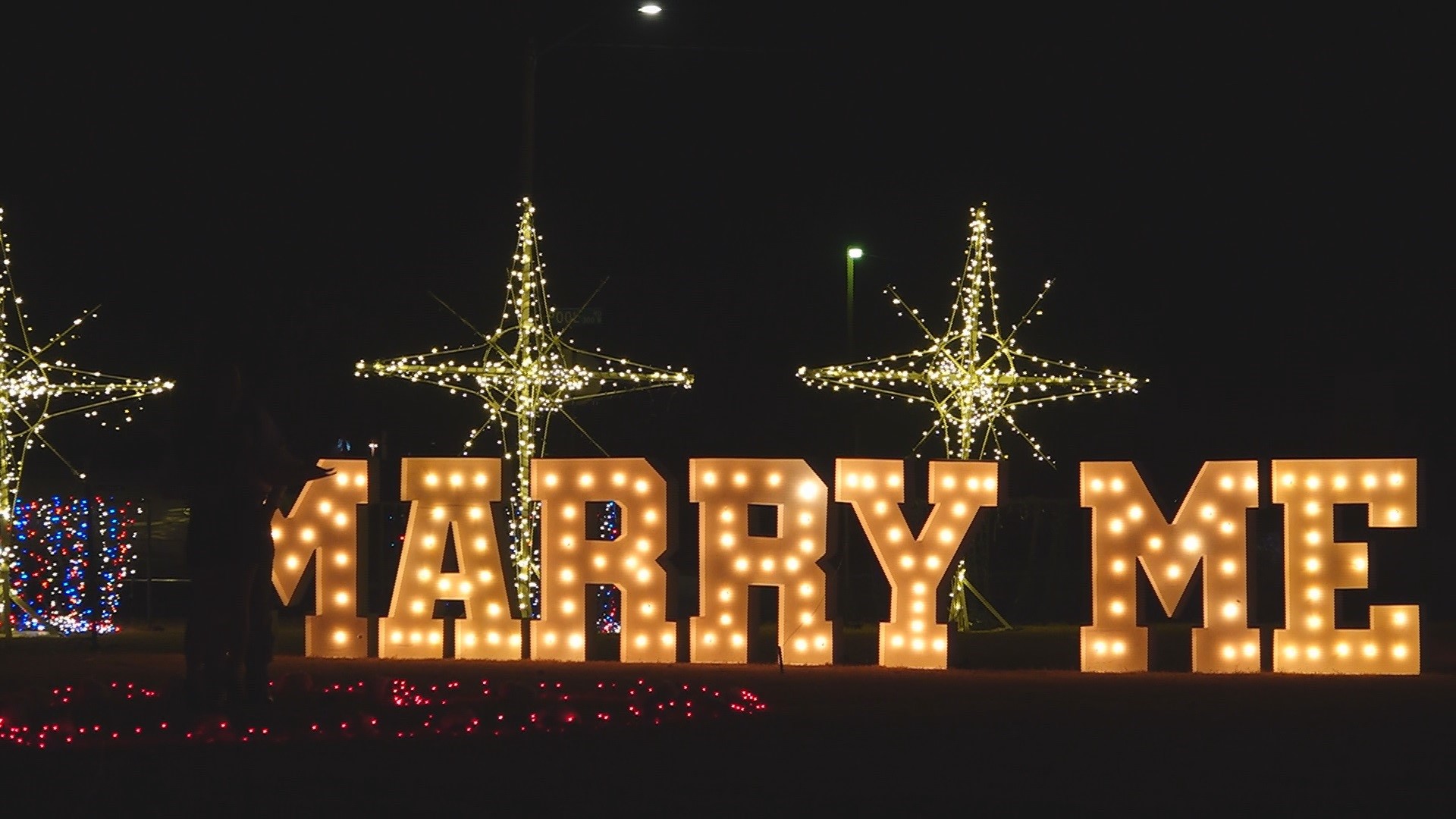 The couple went for a stroll at Starbright Village, but there was one light display especially set for Brittney Alvarez.