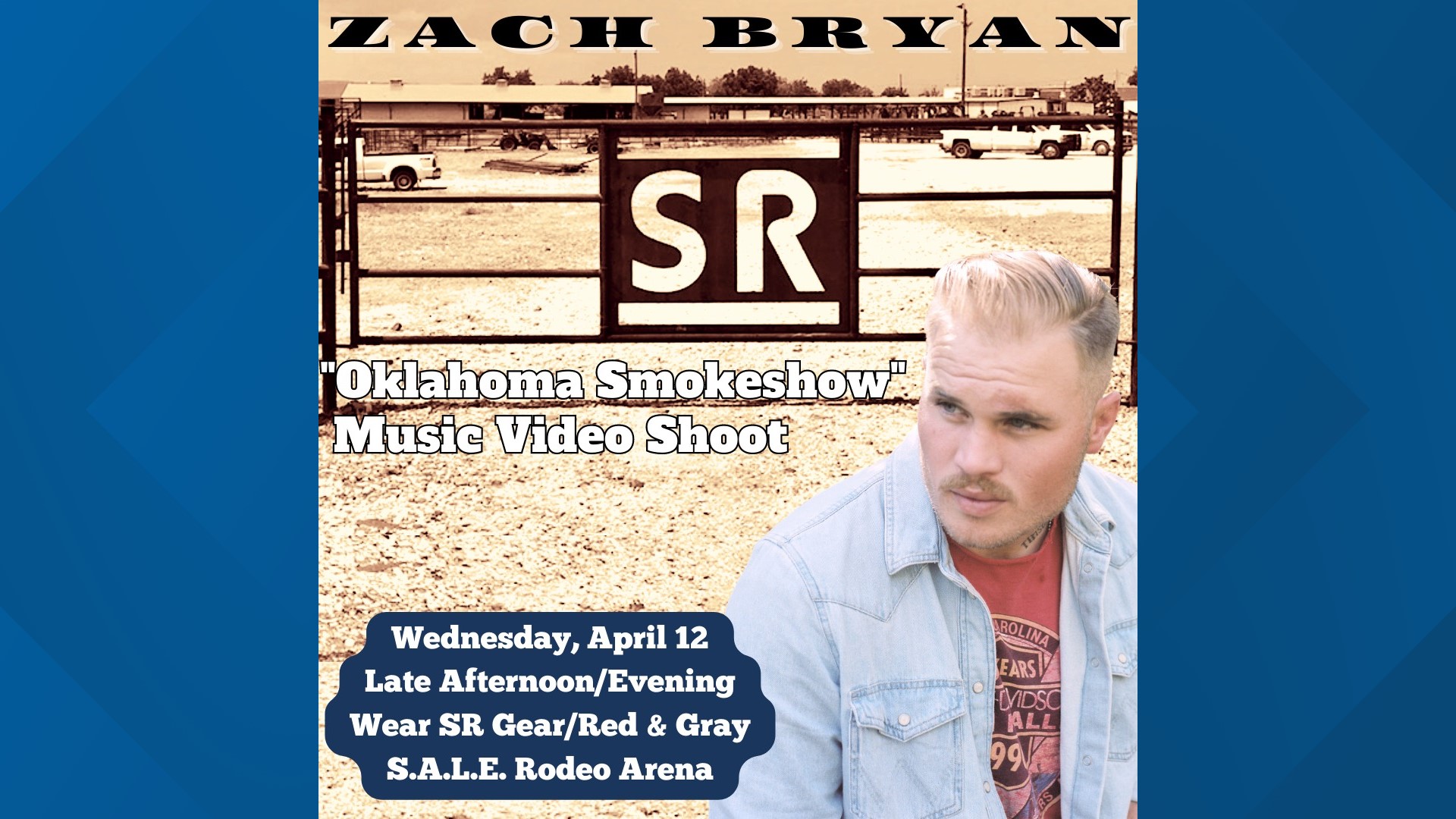 Filming for the Zach Bryan music video will take place at the S.A.L.E. Arena from 5:30 p.m. to 8:00 p.m. on April 12.