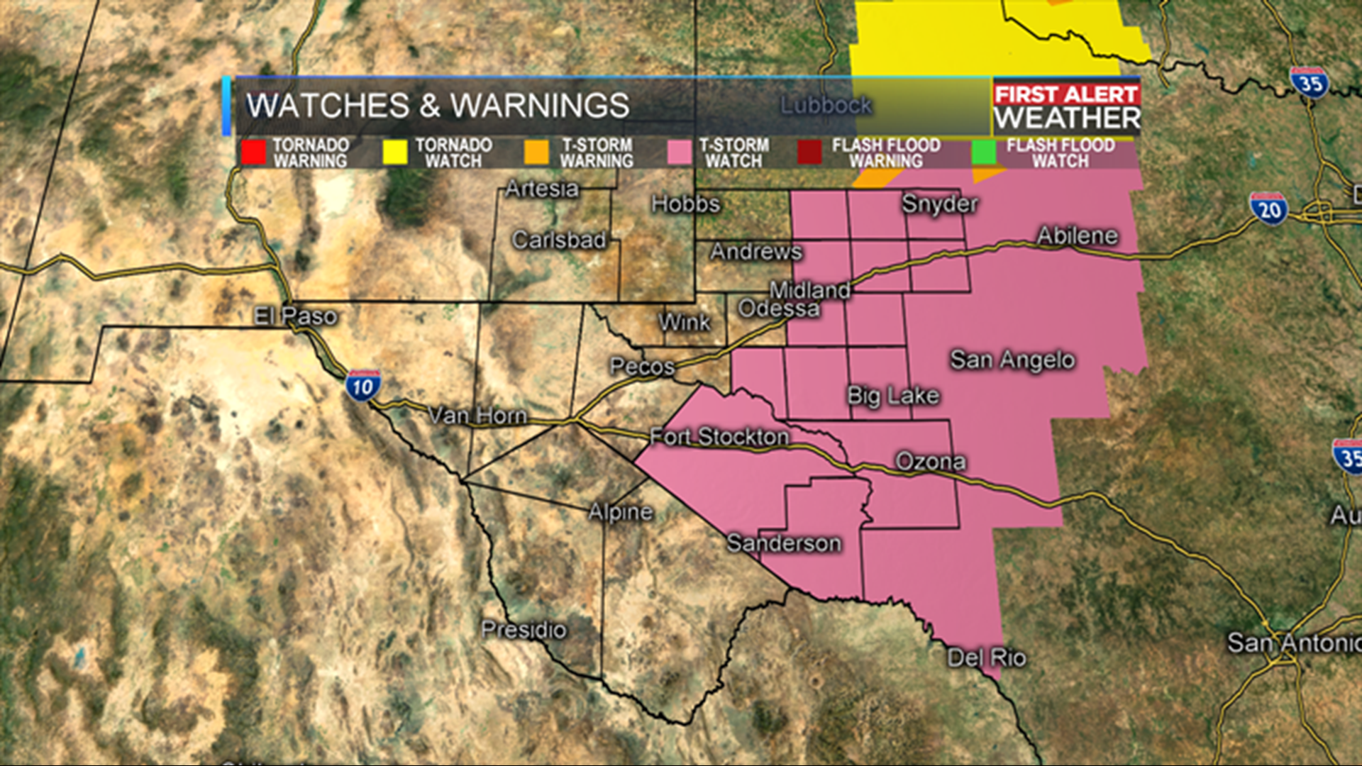 Severe Thunderstorm Watch issued for several West Texas counties ...