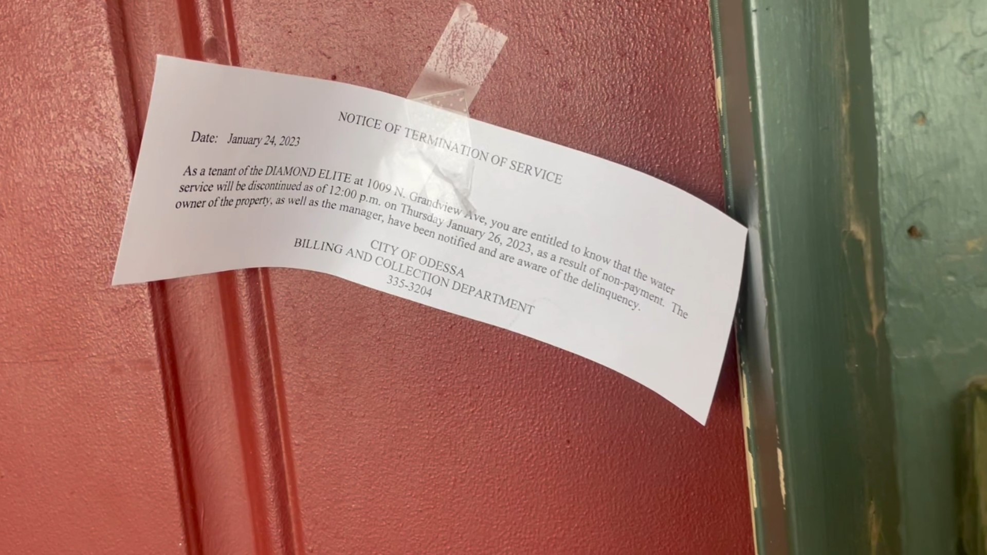 Residents at the Wellington Commons apartment complex in Odessa received a notice that their water will be shut of due to non-payment from the property managers.