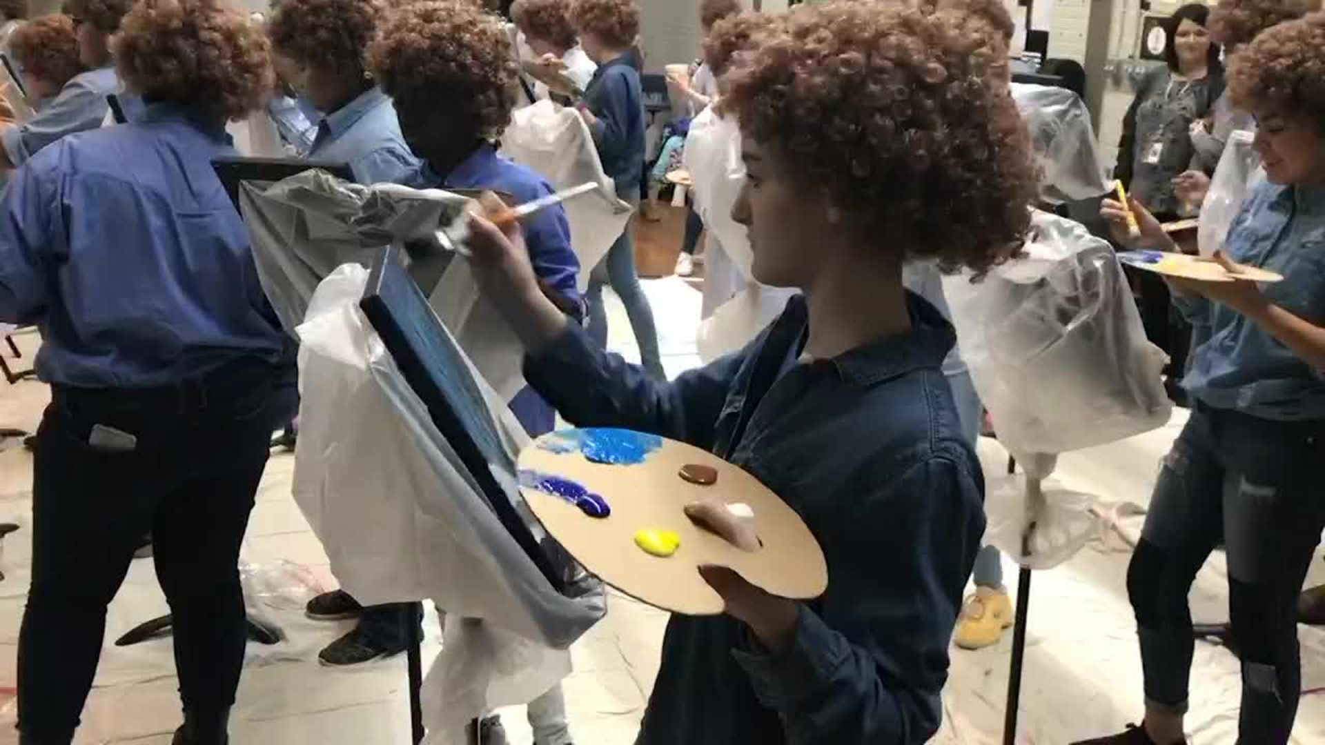 Texas students don wigs in tribute to late painter Bob Ross