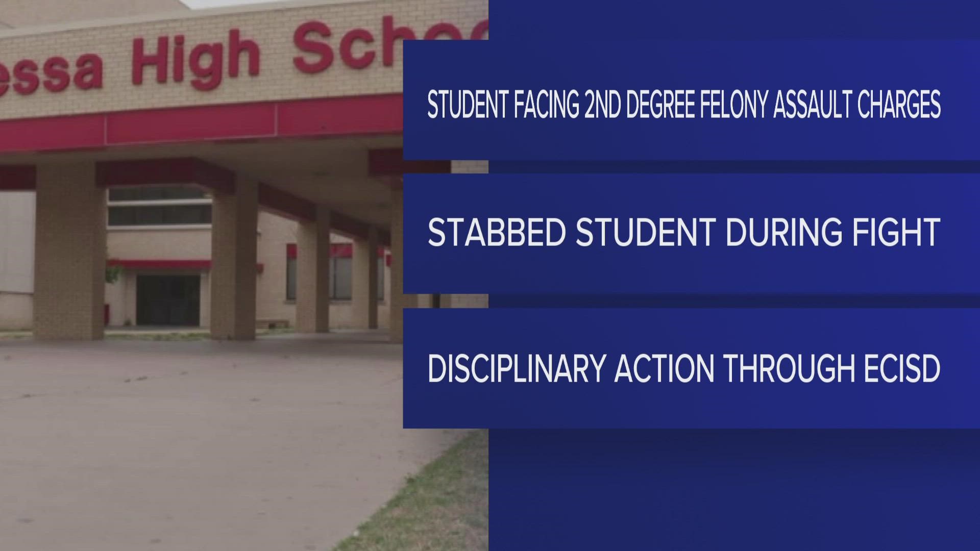 The student is facing a charge of aggravated assault with a deadly weapon, a 2nd degree felony.