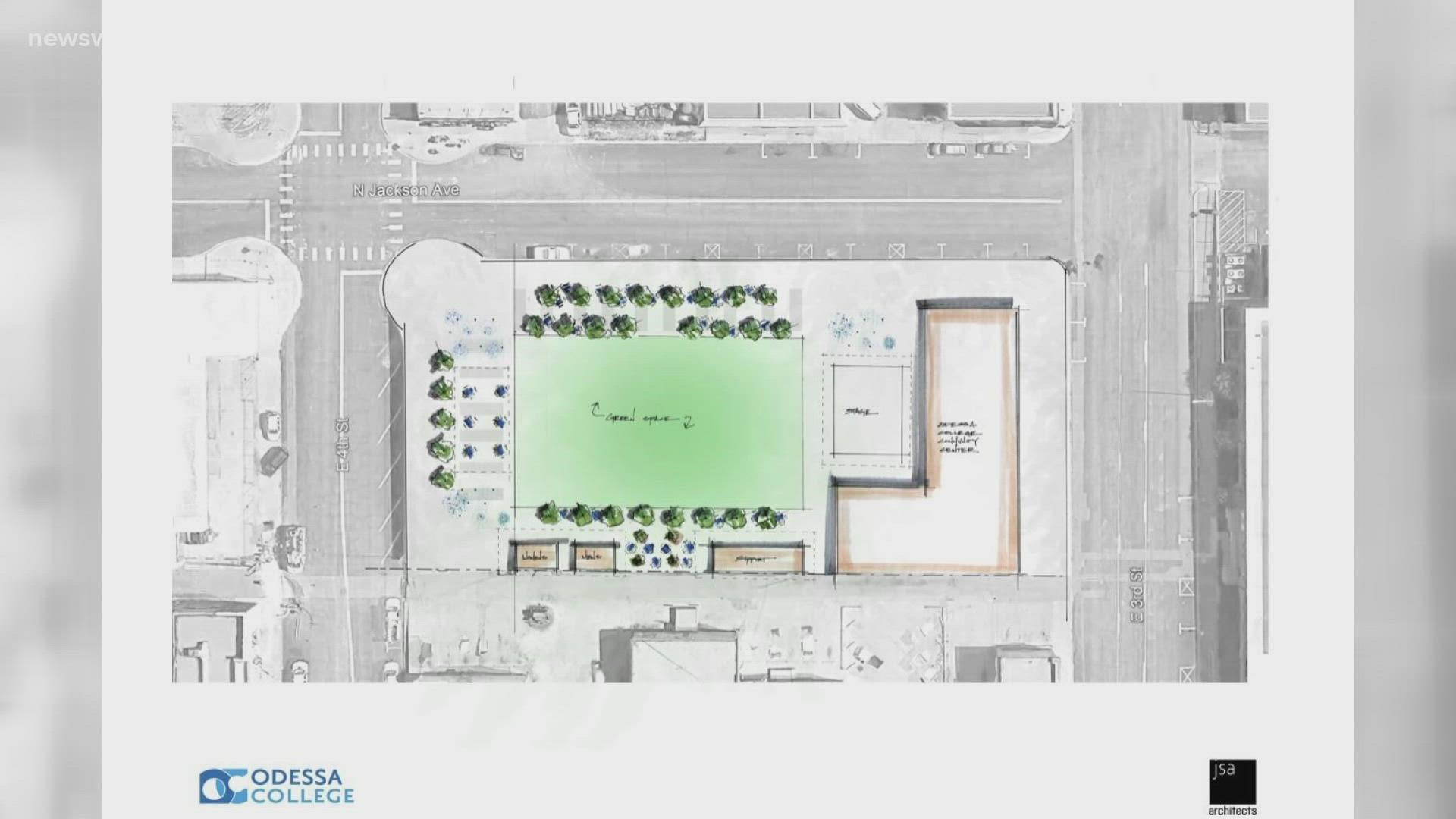 Odessa College plans to create a green space downtown and construct a stage area for community concerts and events