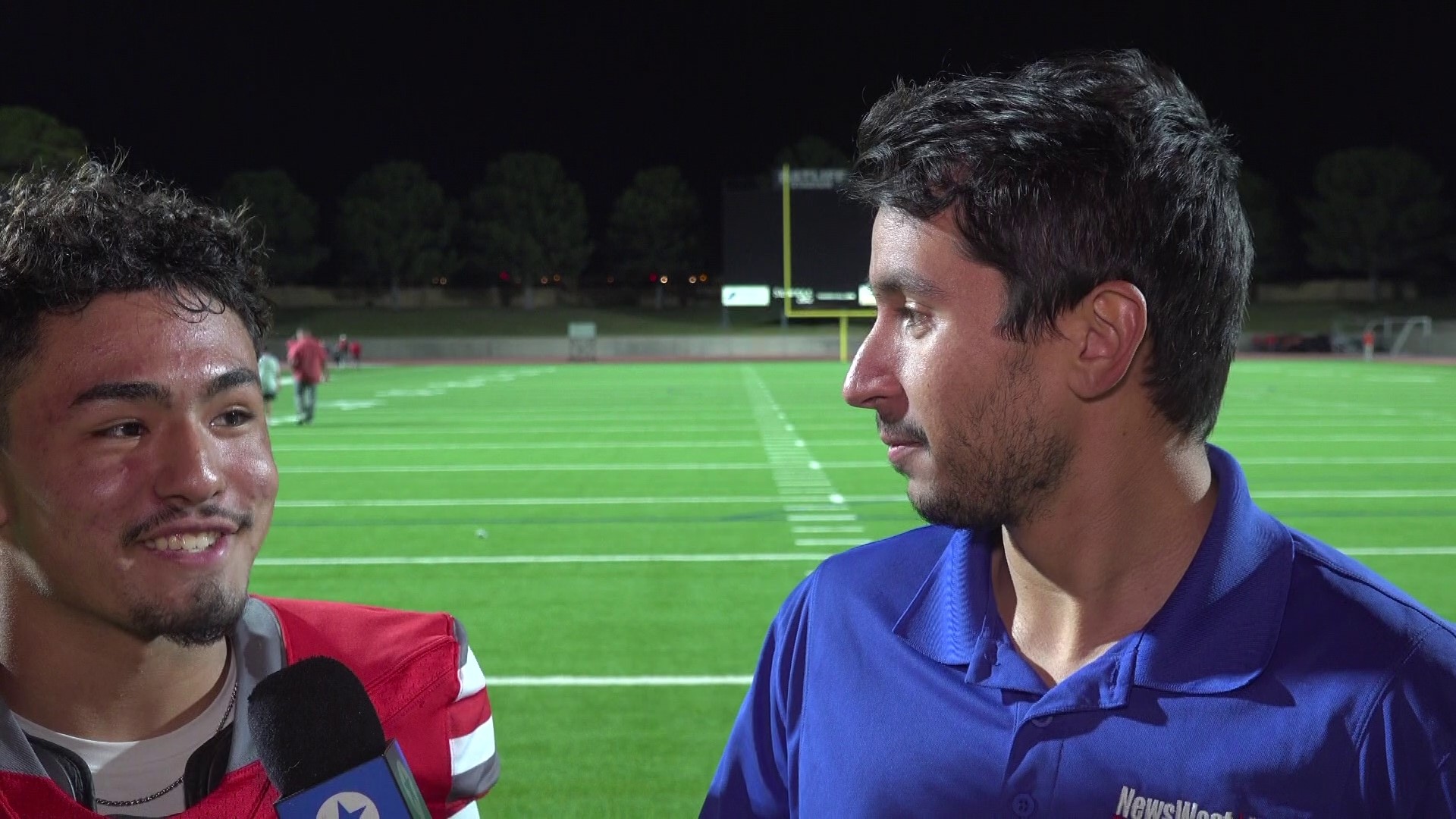 NewsWest 9's Jason Freund talked to Broncos QB Mikey Cota, who scored the game-winning two-point conversion to seal the 71-70 OT win against SA Central.