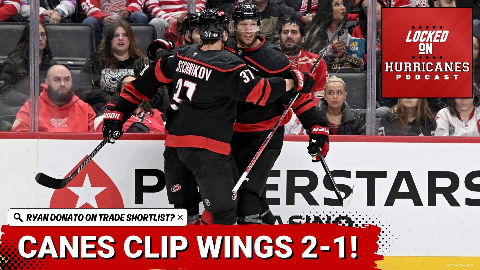 The Carolina Hurricanes defeated the Detroit Red Wings 2-1 on the road for their 36th win of the season. It was the Power of the Jordans as Staal & Martinook scored.