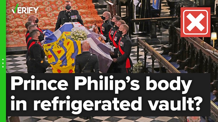 No, Prince Philip’s body is not kept in a ‘fancy refrigerator’