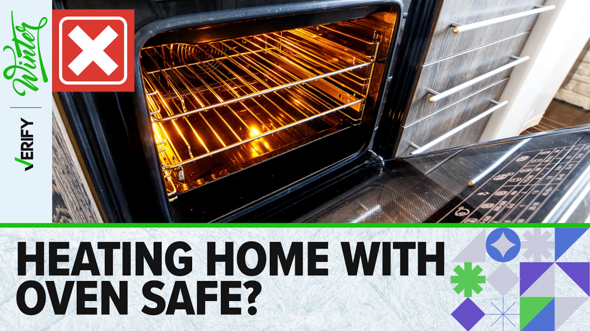 Ovens aren’t designed to heat your home. They also pose risks of fire and carbon monoxide poisoning if they are left on for prolonged periods of time.