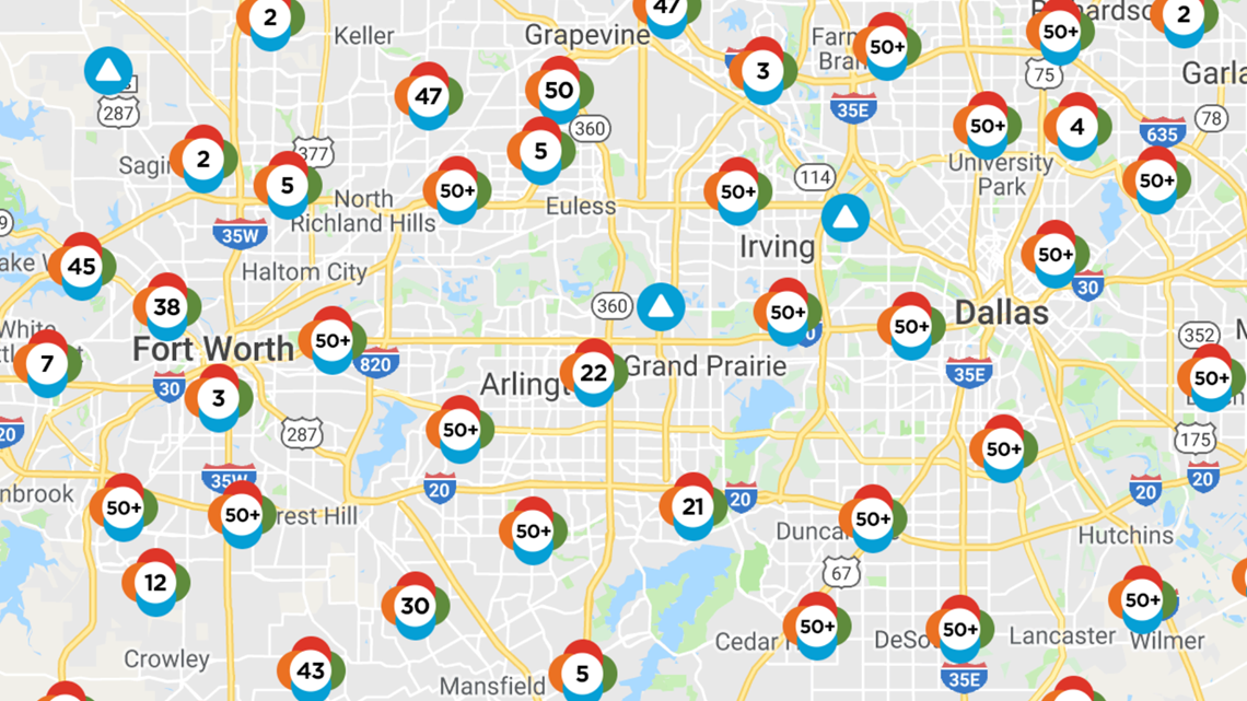 DFW weather: Power outage numbers by county and ZIP code ...