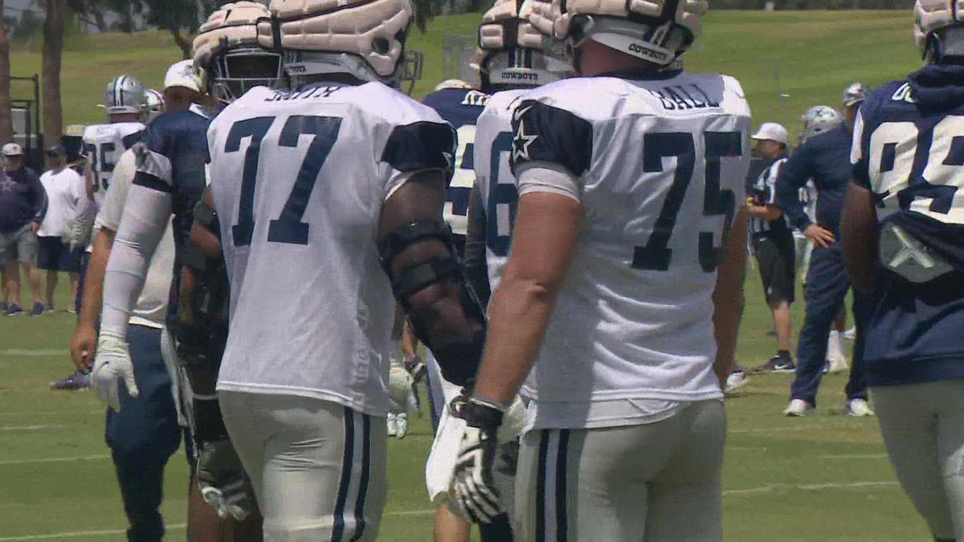 The Cowboys strapped on the full pads for the first time on Monday, but saw a likely starter go down for several weeks.