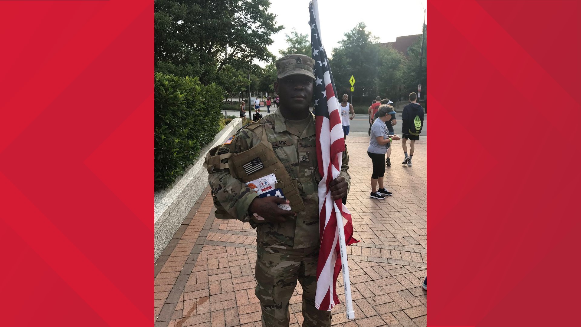This Greensboro soldier ran in his Army uniform with an American flag to honor his country and his fallen brothers and sisters.
