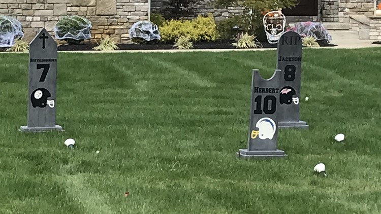 Look: Cleveland Browns DE Myles Garrett turns yard into quarterback graveyard for Halloween