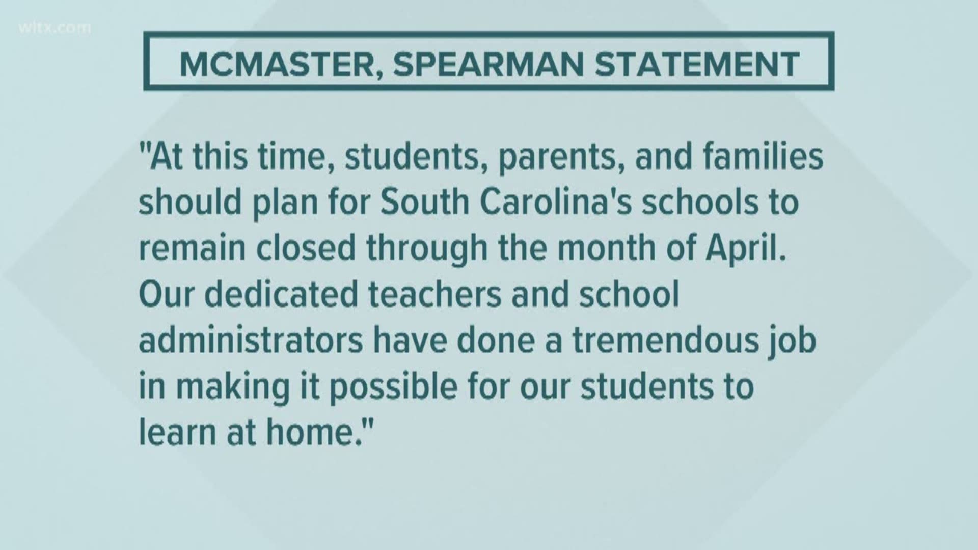 Gov McMaster and Eduation Superintendent Spearman announced the change today