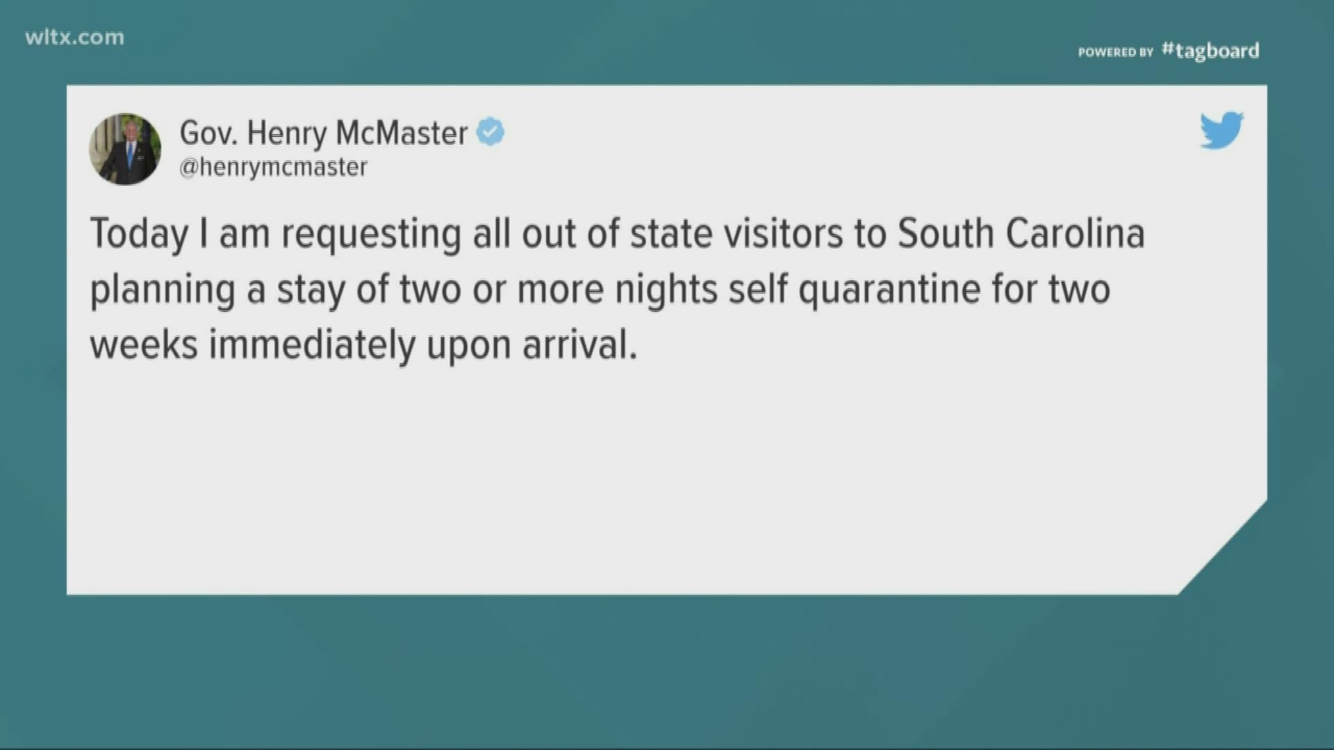 Gov McMaster didn't hold a press conference today but did tweet about visitors to the state