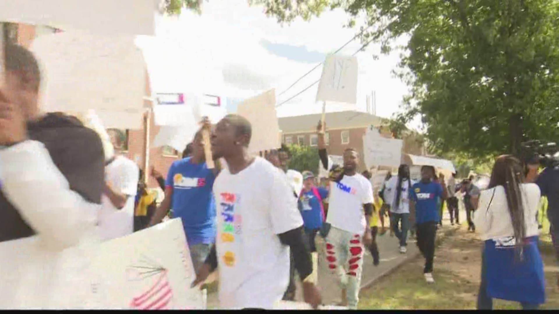 Trump supporters and protesters both wanted to be at Benedict College to to let the president know they were there.