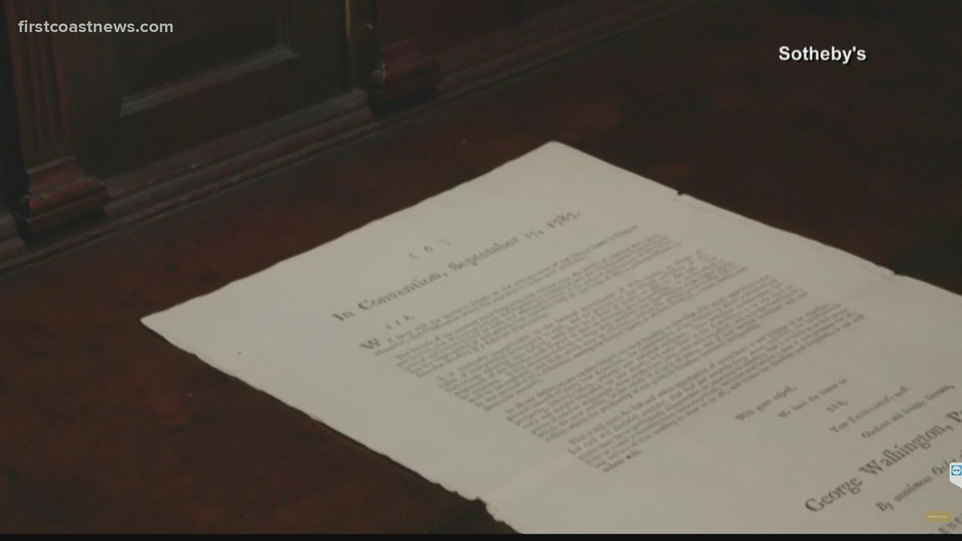 First print of US constitution sells for $43 million | newswest9.com