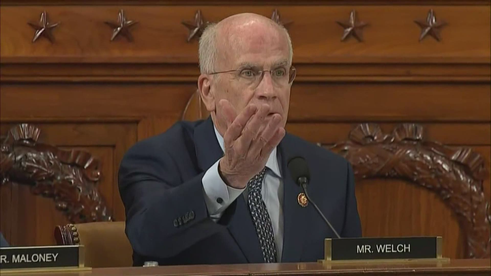 After Congressman Jim Jordan's impassioned statements on the unfairness of the impeachment process, Rep. Peter Welch drew laughter as he invited Trump to testify